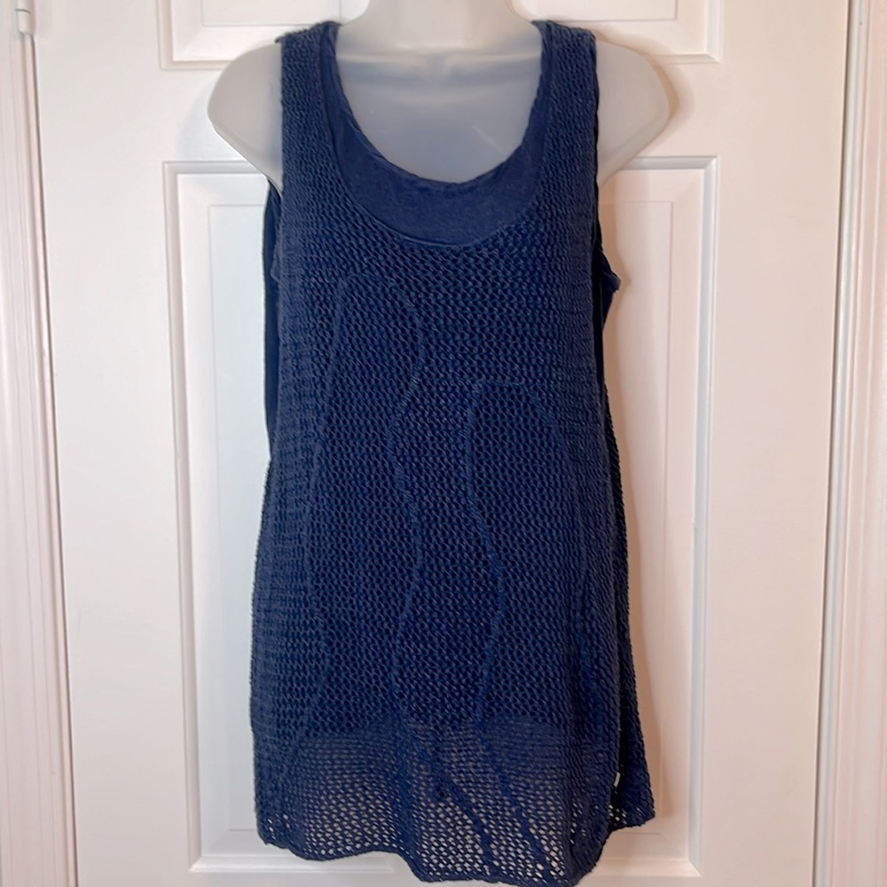 🌷 Donna Karan Crochet Knit Tank Top Tee